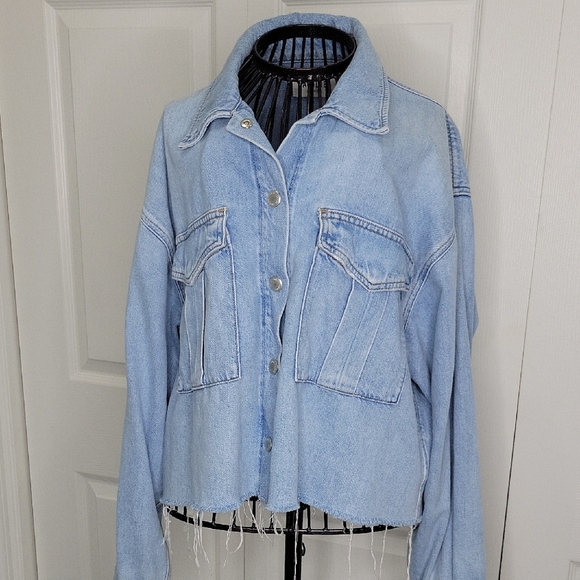 Agolde Raw Hem Light Washed Denim Jacket SIze Small - Picture 2 of 12